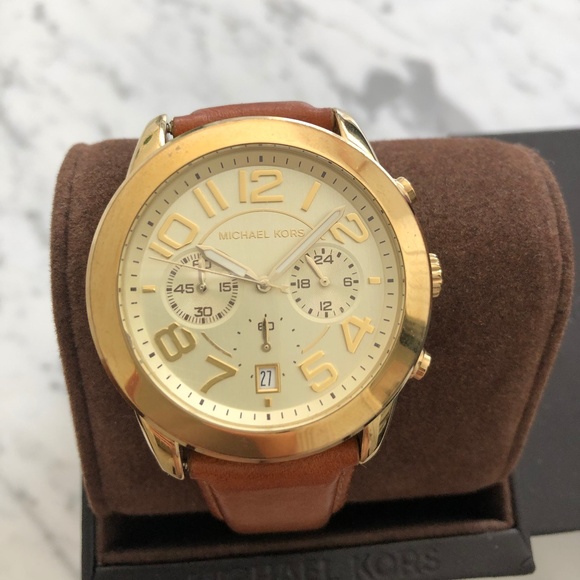Michael Kors Accessories - MICHAEL KORS Gold-Tone and Leather Watch